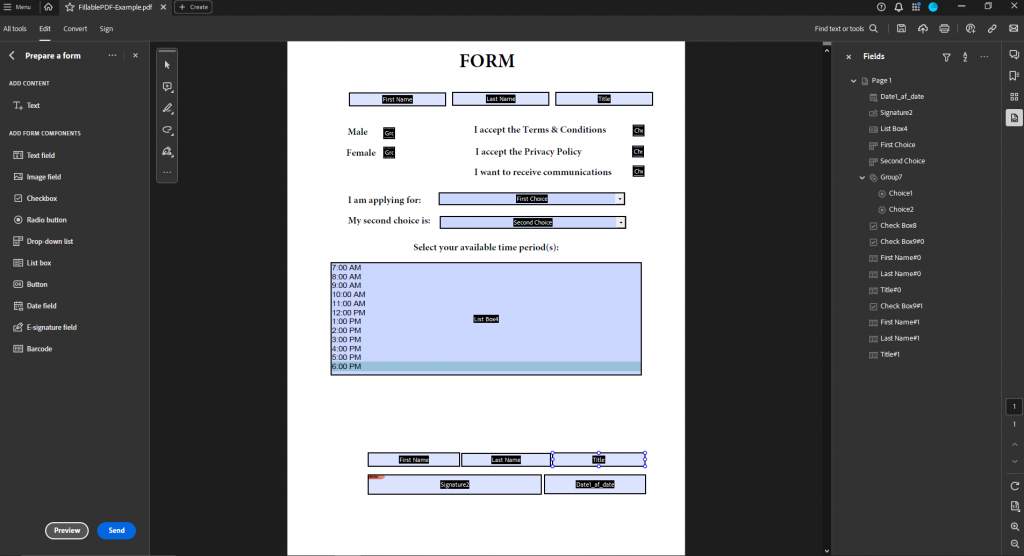 create new fillable pdf